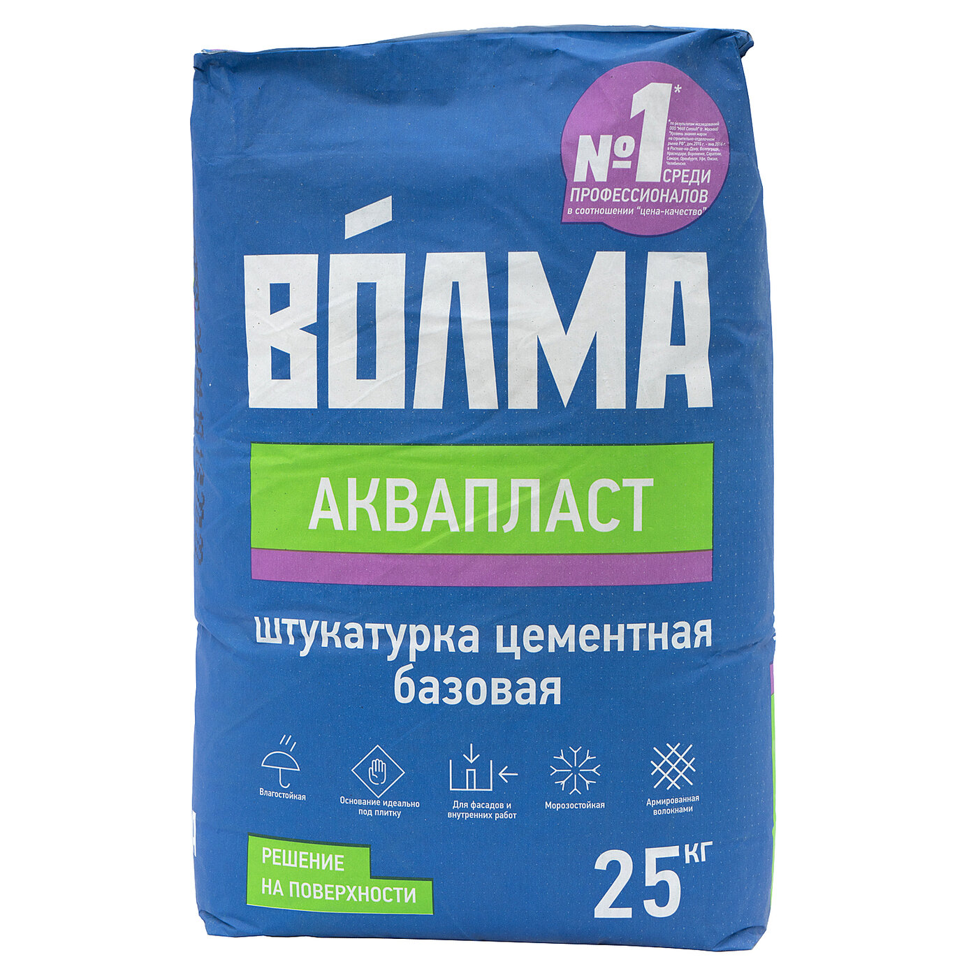 Штукатурка Волма  Аквапласт   цементная  морозостойкость F35  серая  25 кг