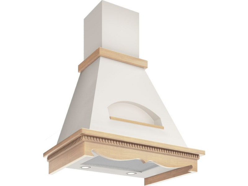 Вытяжка каминная Elikor бельведер 90п-650-п3д бежевый/дуб неокрашенный управление: ползунковое (1 мотор)
