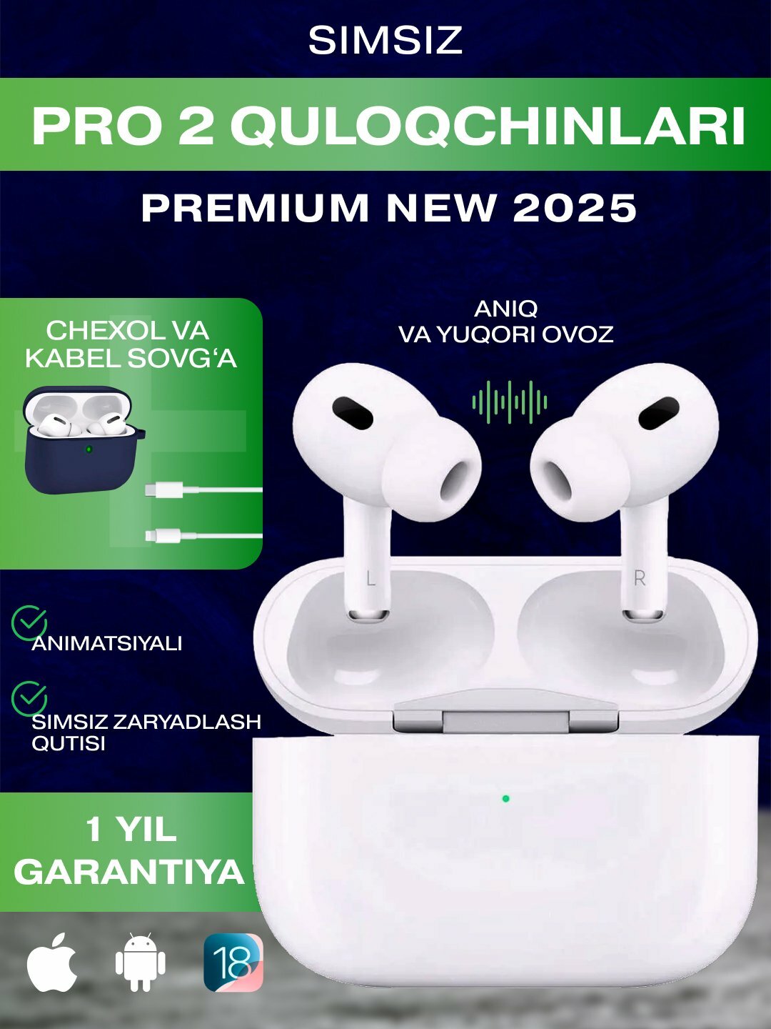 Беспроводные наушники Pods Pro 2 Premium/Беспроводные наушники Airpods 2