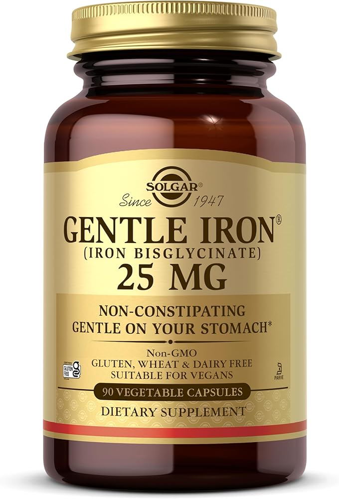 Solgar Gentle Iron 25 мг, мягкое железо бисглицинат, 90 вегкапсул