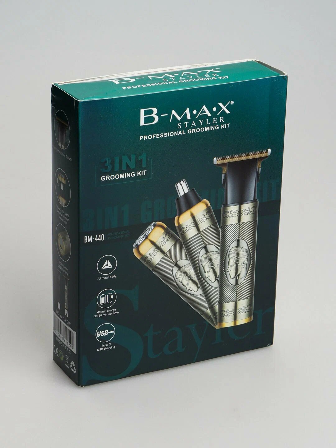 Машинка-триммер 3в1 B-MAX BM-440, для стрижки волос и бороды, беспроводная