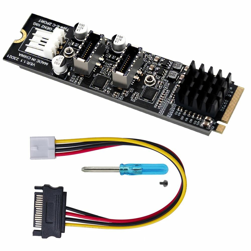 Контроллер PCIe M.2 (ASM3142) USB 3.2 Gen2 10Gbps, 2 x Type-E (ORIENT M2-U3142PE-2E) — фото 1