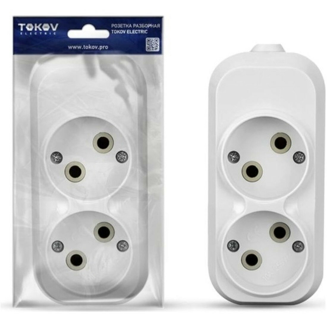 Колодка удлинителя Tokov Electric 2-м 10А без заземл. АБС-пластик бел TKE-C01-KU2