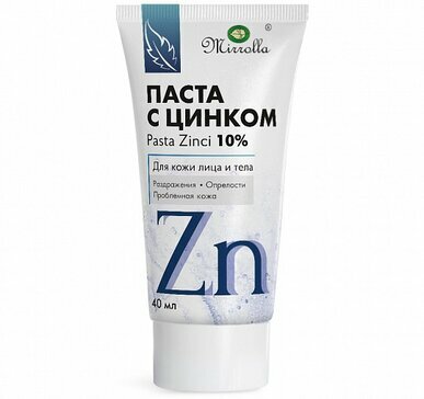 Картинки Цинковая паста Мирролла, для лица и тела, для всех типов кожи, 40 мл