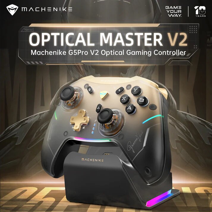 Геймпад беспроводной Machenike G5 Pro V2, 3 режима работы (2.4 ГГц + BT), c поддержкой мультиплатформенности, белый — фото 1