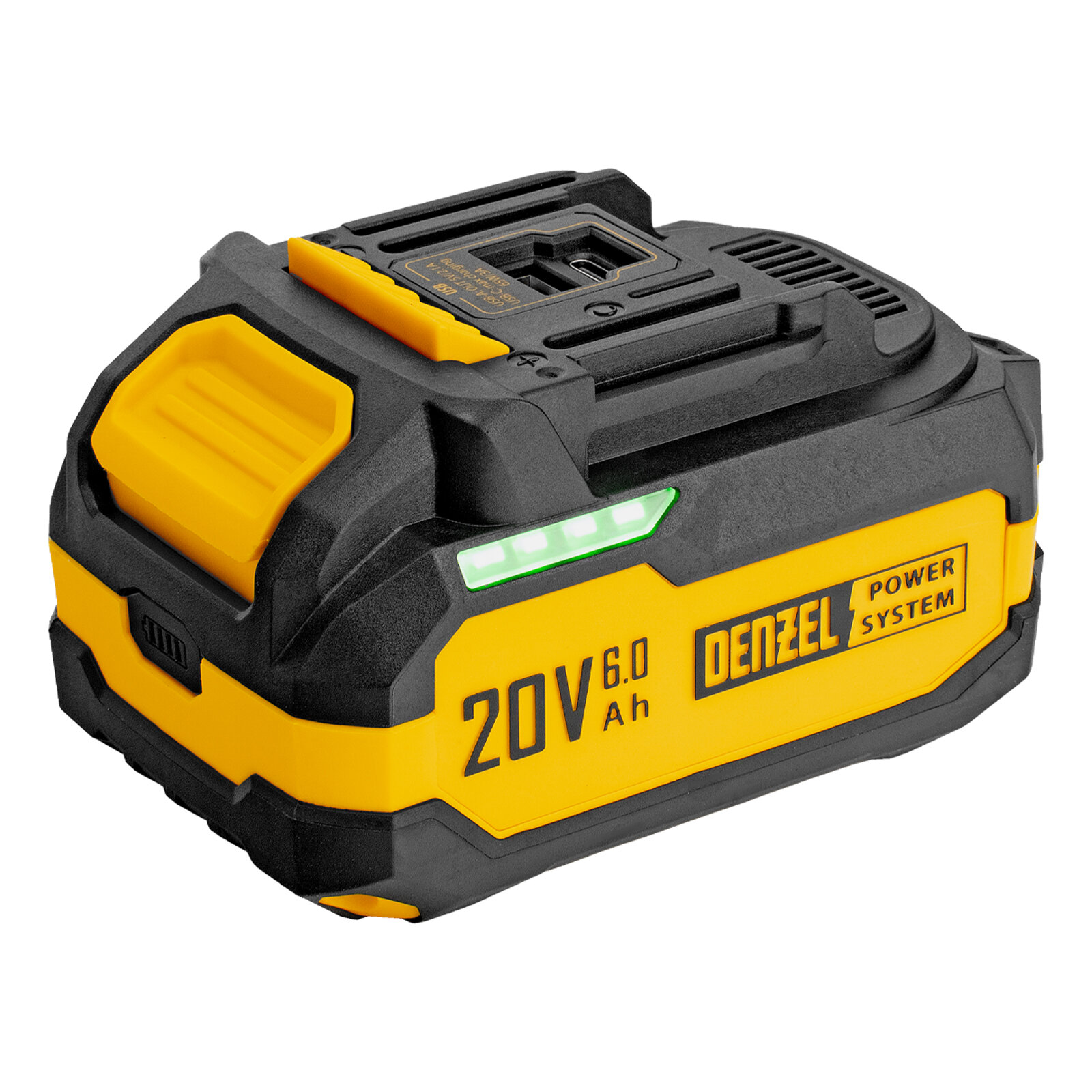 Батарея аккумуляторная DENZEL BH-20-6.0 Li-Ion USB 20 В 60 Ач (28446)