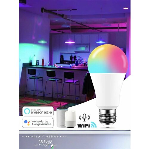 Светодиодная лампа для умного дома. Освещение теплое и холодное + разноцветная подсветка.