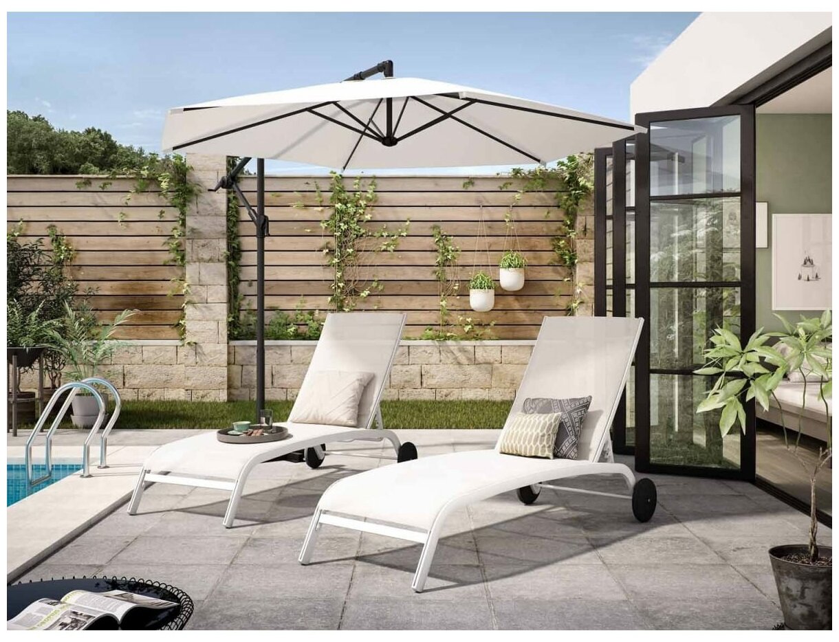 Зонт садовый Polar 29м с наклонным механизмом бежевый с подставкой