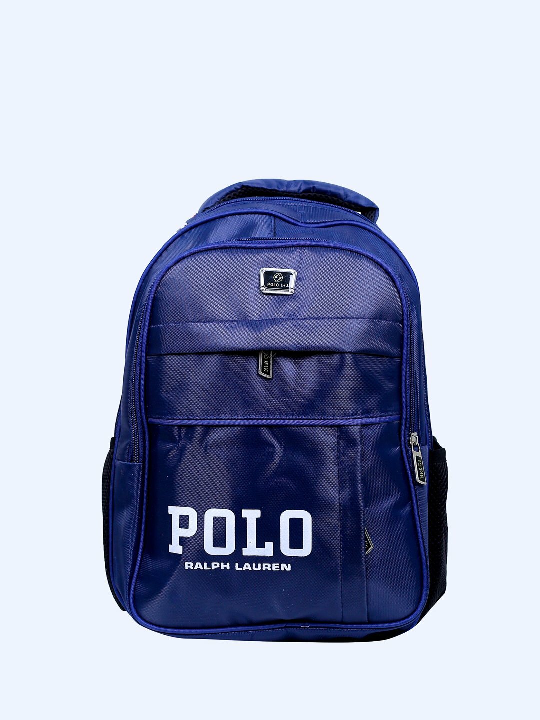 Универсальный школьный рюкзак с кодовым замком, логотип POLO, 2 боковых кармана, черный / синий (45×30×16 см)