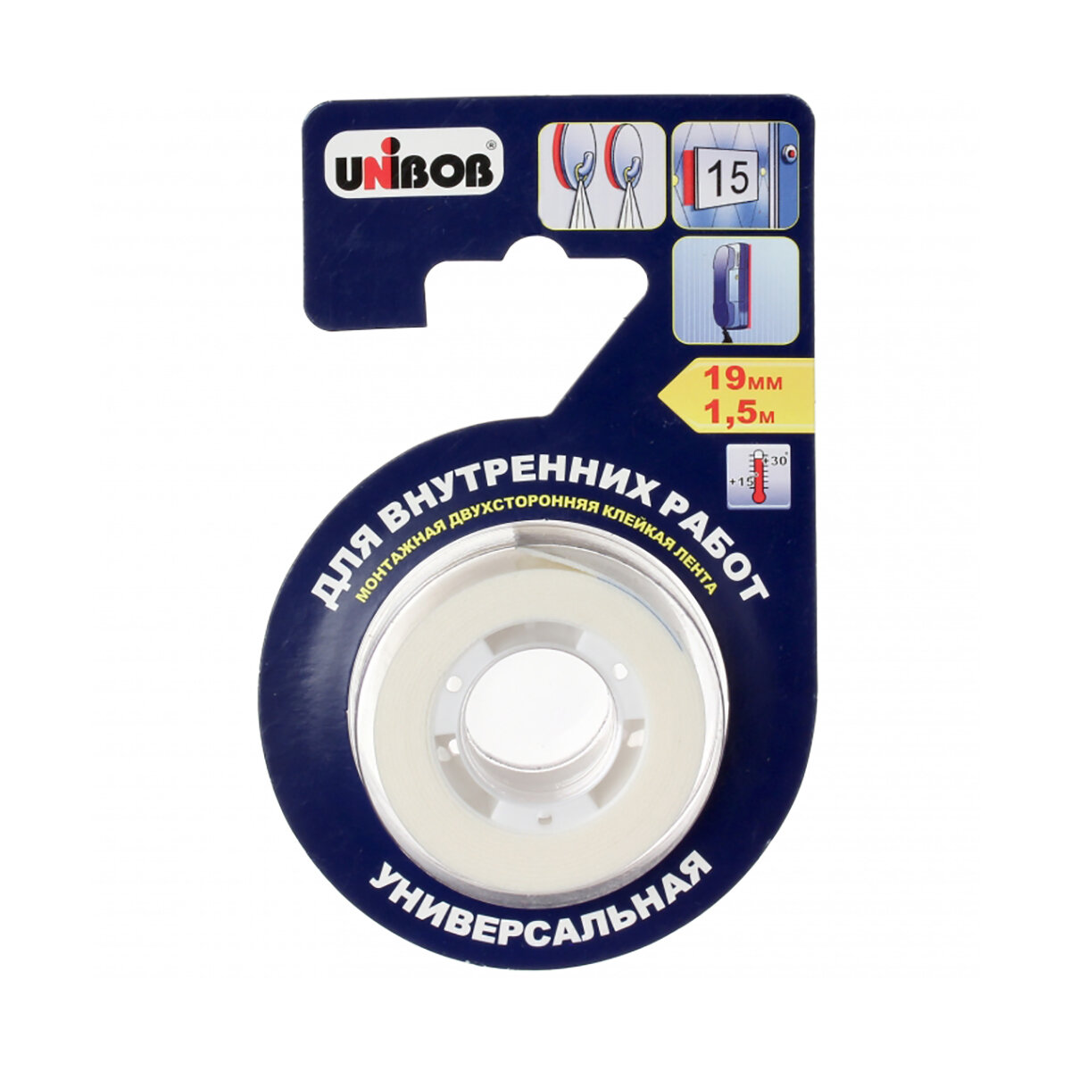 Лента клейкая двусторонняя (вспененная) для внутр. работ 19 мм х 15 м 