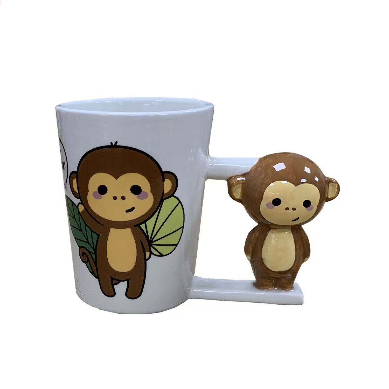 Милая керамическая кружка с ручкой в виде обезьянки объемом 350 мл для кофе в форме животного. Подходит для чая, подарков и домашнего использования.
