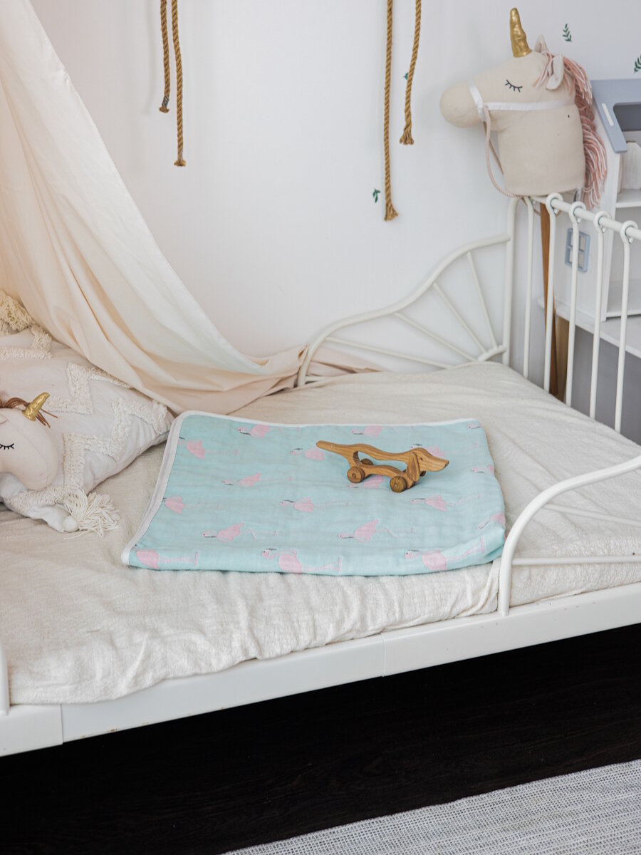 Плед для новорожденных 110х110 Фламинго — фото 1