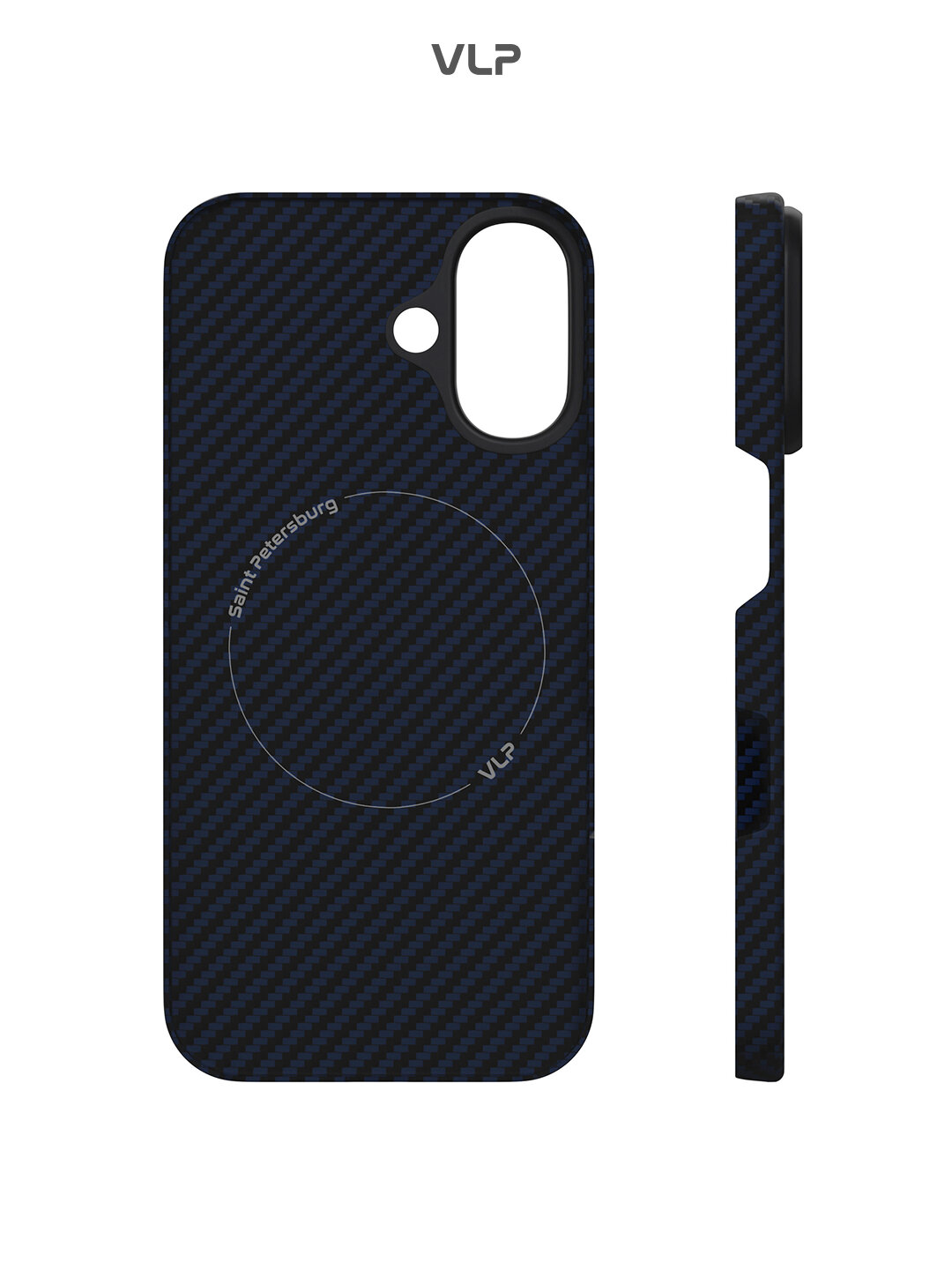 Чехол на iPhone 16 с MagSafe VLP Kevlar Case с MagSafe, темно-синий — фото 1