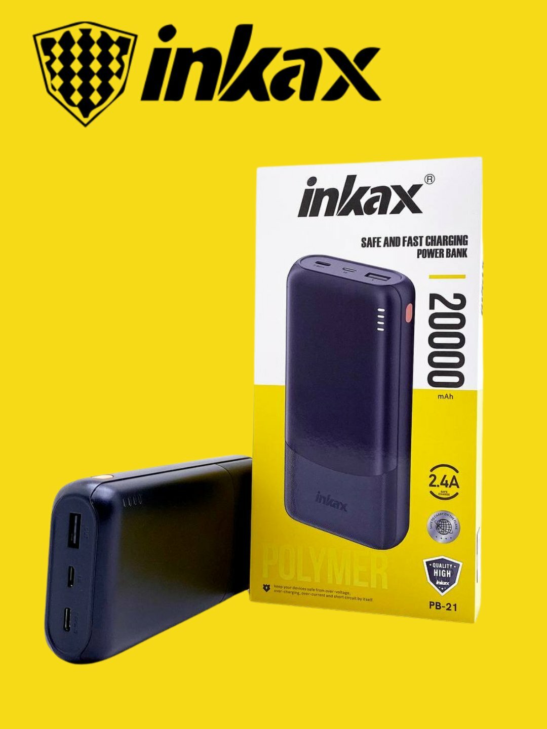 Внешний аккумулятор Inkax "PB21", 10 000 мА/ч, Li-Ion, функция быстрой зарядки
