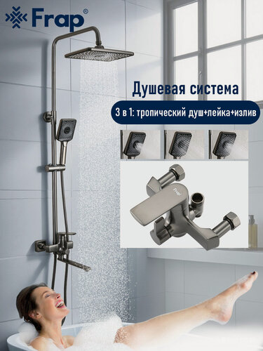 Изображение товара Душевая стойка со смесителем FRAP H71-9 F2471-9 Оружейная сталь