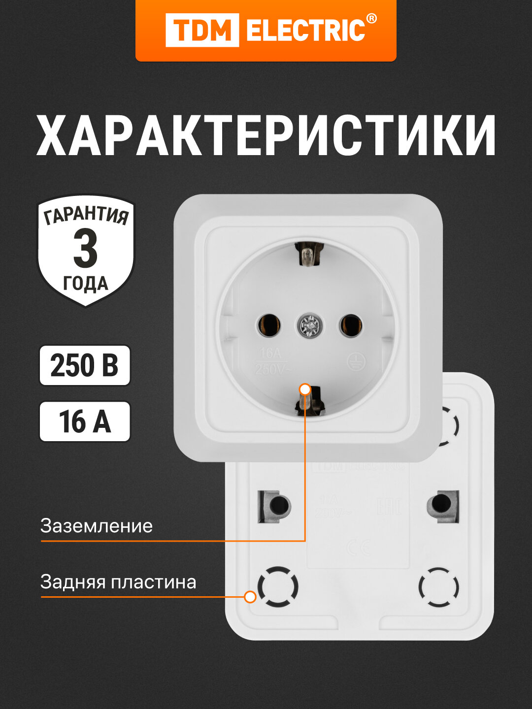 Розетка 2П+3 открытой установки IP20 16А 250В (керамика) белая "Ладога" TDM — фото 1