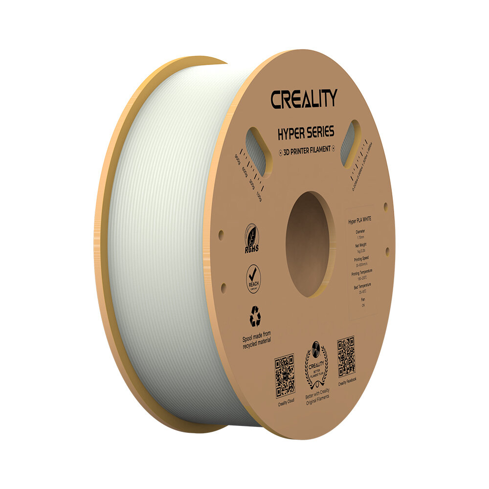 Филамент Creality Hyper Series PLA 1.75 мм, 1 кг, для 3D-принтера, точность ±0.02 мм, белый