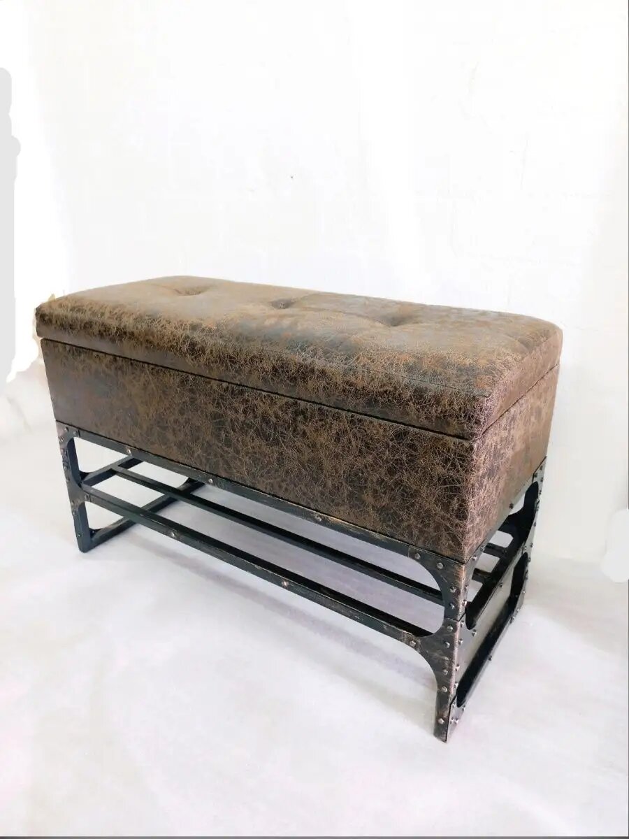 Кованая банкетка с ящиком, Студия кованой мебели Нива, цвет медь