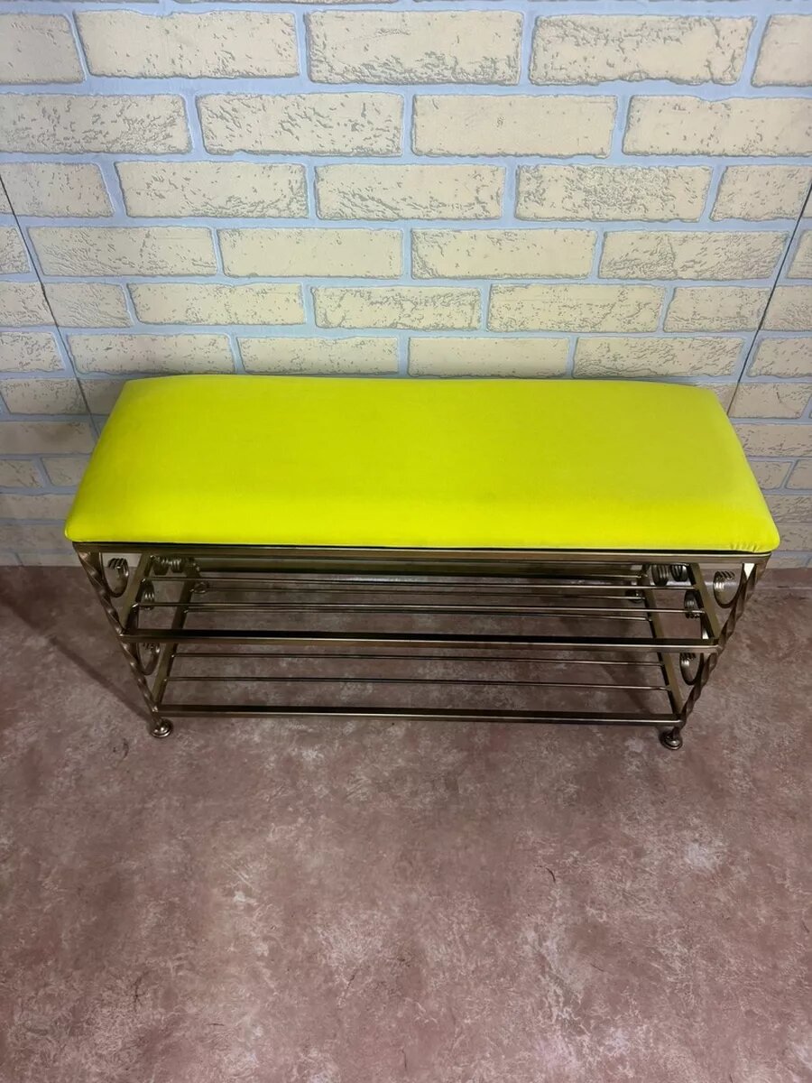 Кованая прихожая, вешалка + банкетка, Студия кованой мебели Нива, цвет античная бронза/желтый — фото 1