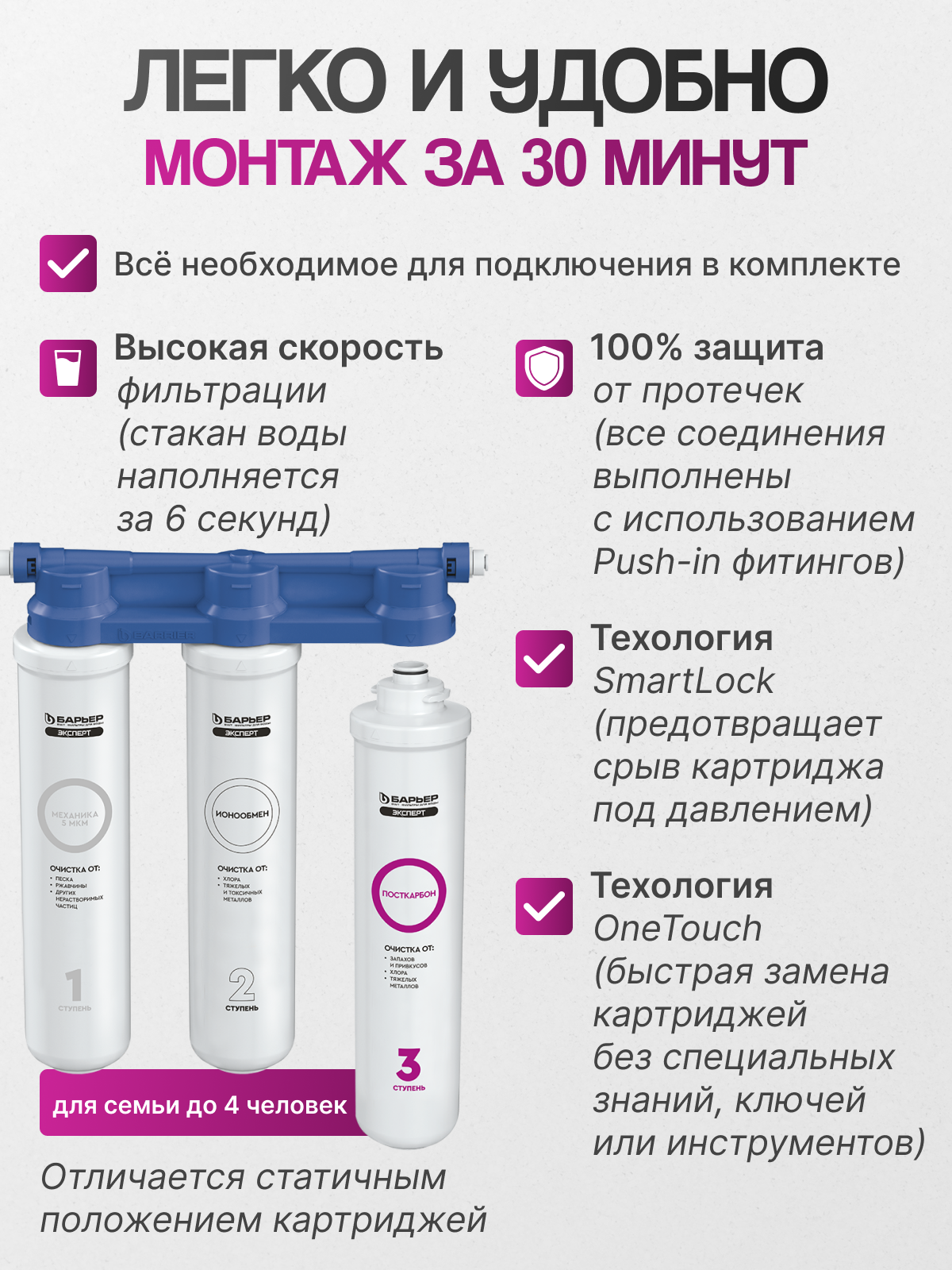 Фильтр под мойку Барьер эксперт слим Стандарт — фото 1