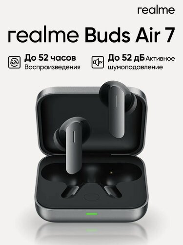 Изображение товара Беспроводные наушники Realme Buds Air7 Slate Grey, активное шумоподавление, серый