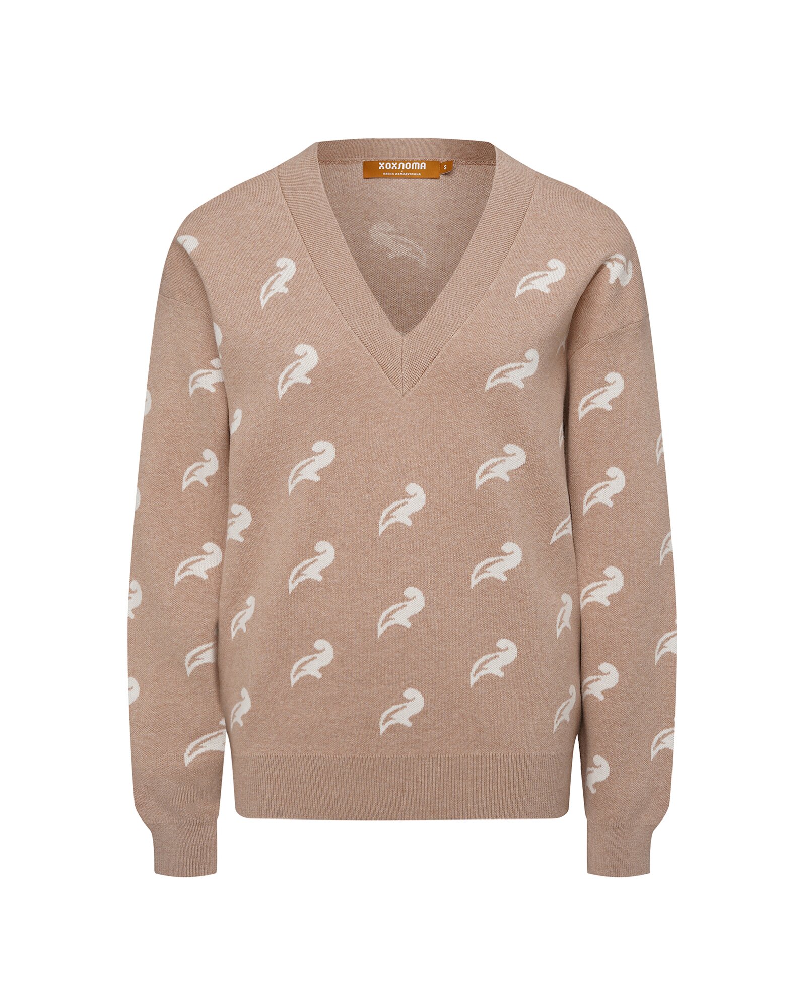 Джемпер Хохлома х Алена Ахмадуллина FW'24-25, размер L, бежевый