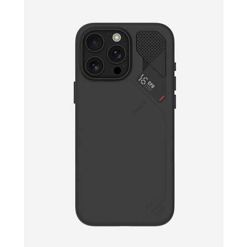 фото Чехол на айфон 16 про макс защитный с индикатором температуры, aulumu a16 vegan leather, magsafe, магнитный, черный