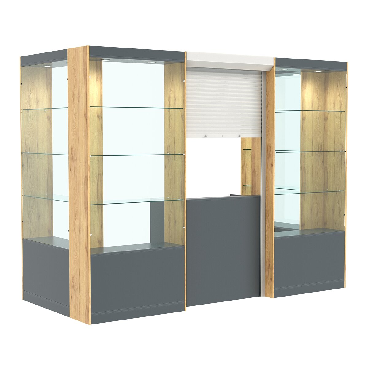 П-образный павильон №4-3П (324 кв. м) Темно-серый и Дуб Золотистый