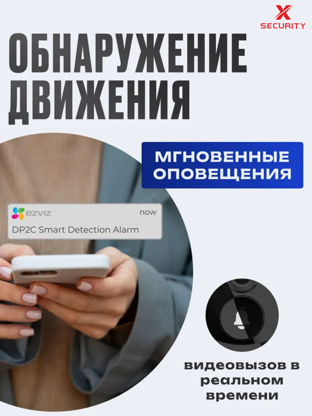 DP2C Wi-Fi дверной видео глазок без проводов, обнаружение движения, угол обзора 155° — фото 1