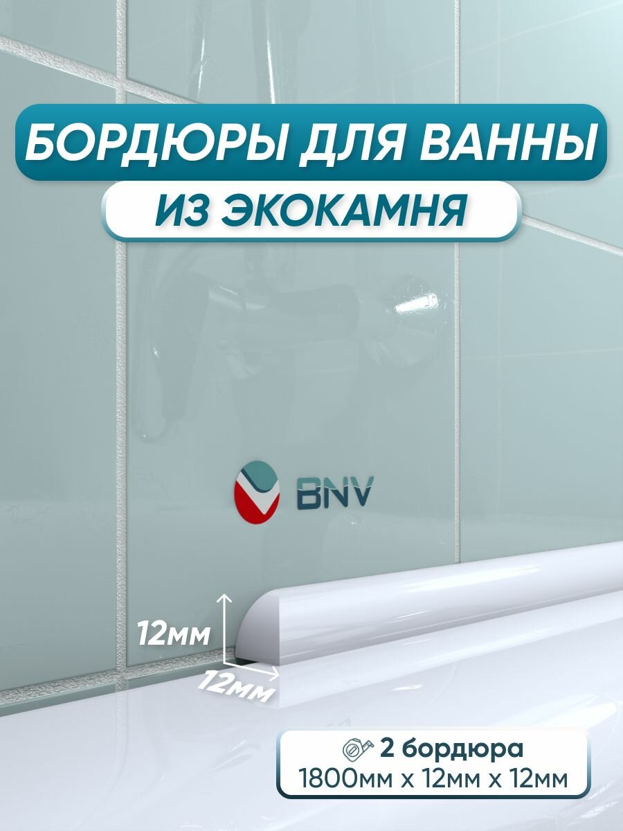 Комплект акриловых бордюров для ванной ПШ12 180см 2шт белый цвет глянцевая поверхность