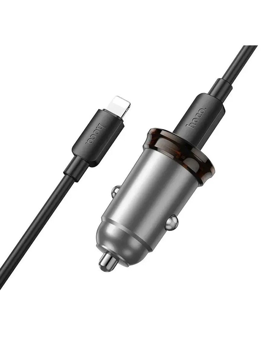 Автомобильное зарядное Hoco NZ16A, с кабелем Type C to Lighting, для авто — фото 1