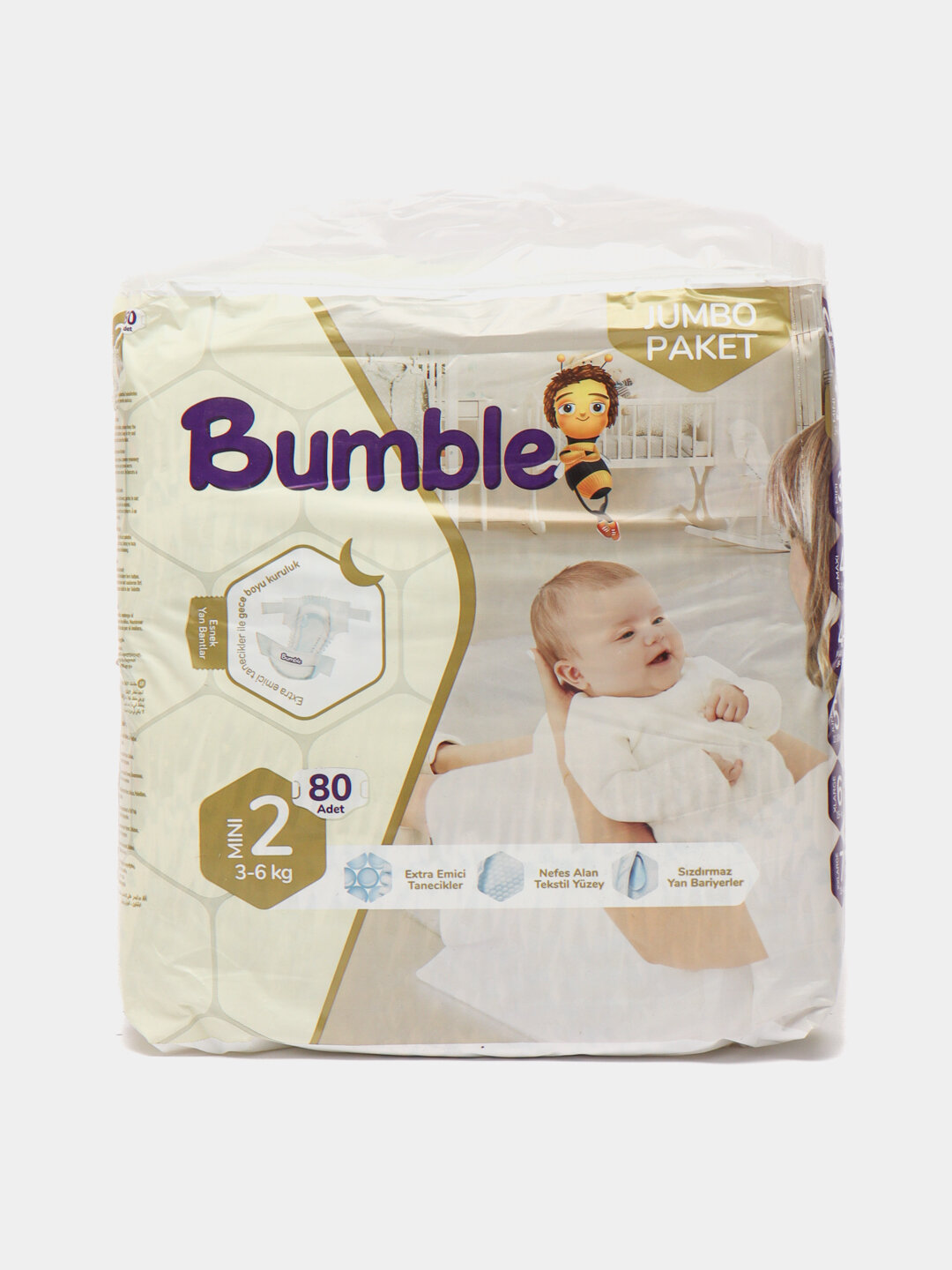 Подгузники Bumble Baby для детей, 2 размер, 80 штук, 3-6 килограмм