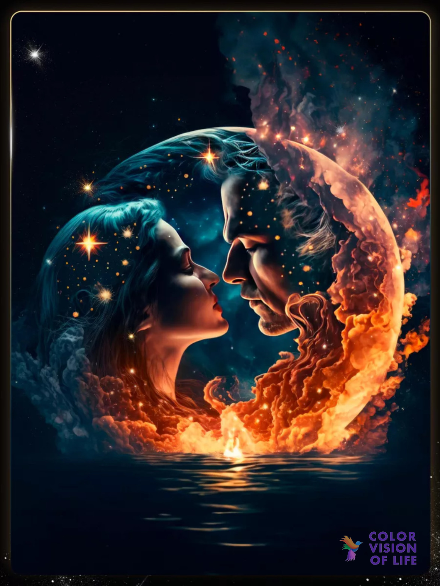 Алмазная мозаика на подрамнике «Огонь и вода»