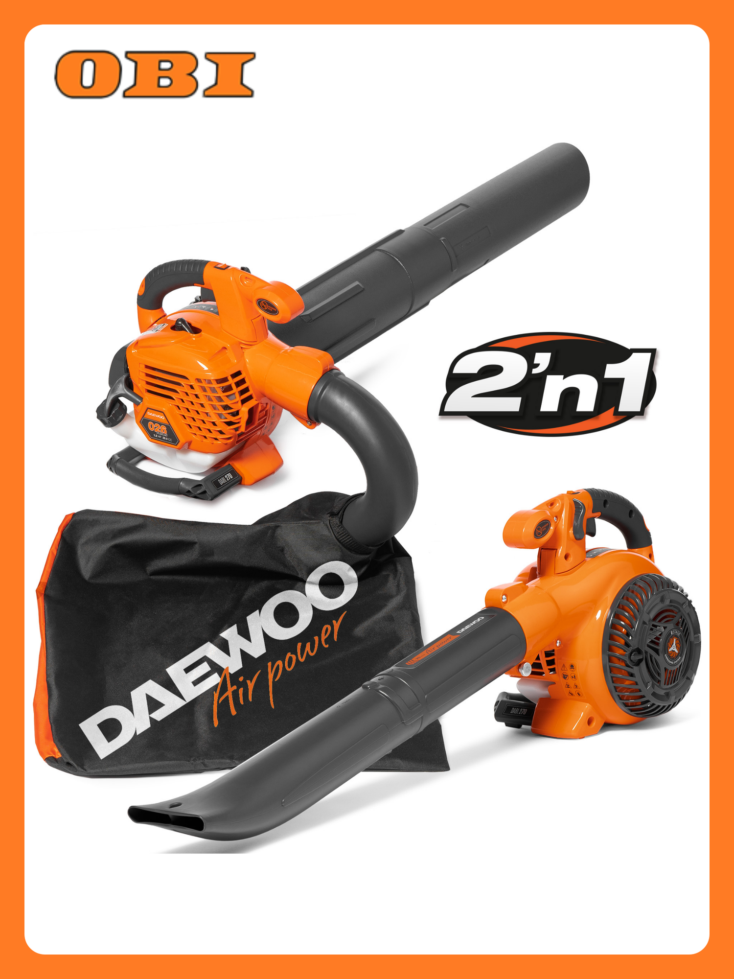 Воздуходувка-пылесос Daewoo DABL 270 бензиновый 1.2 л. с оранжевый