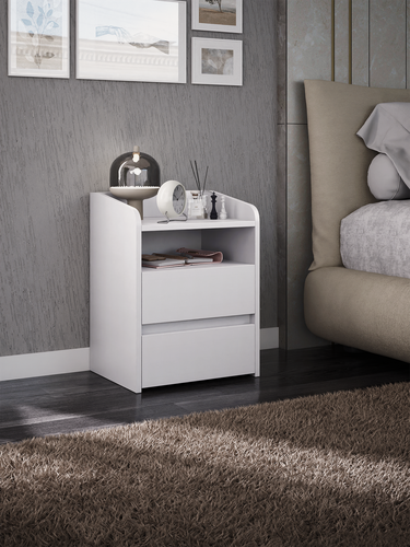 Изображение товара Тумба Vitto-184 белый с ящиками и полкой, прикроватная, для прихожей, под стол, в коридор, в спальню, офисная, напольная