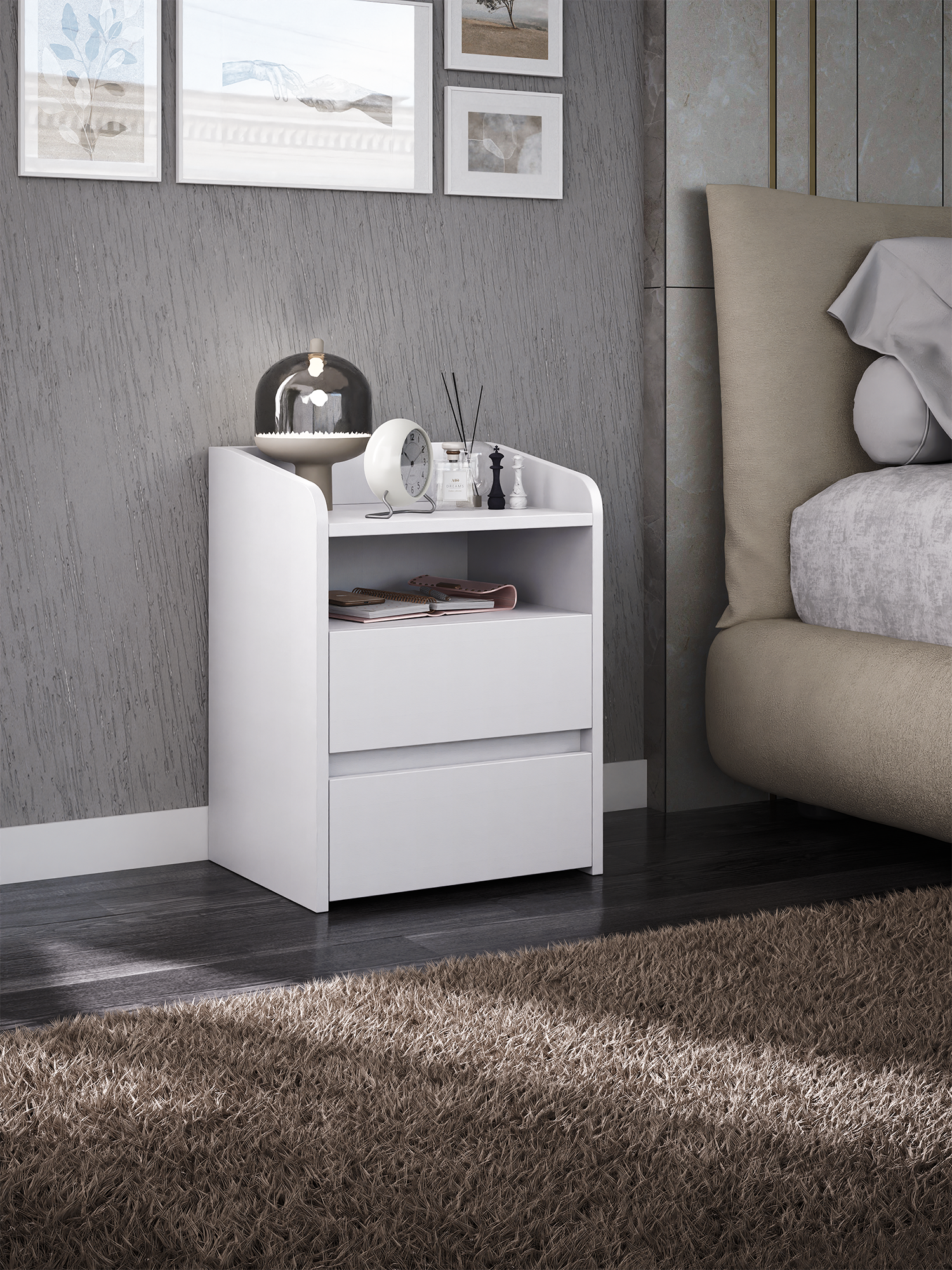 Тумба Vitto-184 белый с ящиками и полкой, прикроватная, для прихожей, под стол, в коридор, в спальню, офисная, напольная