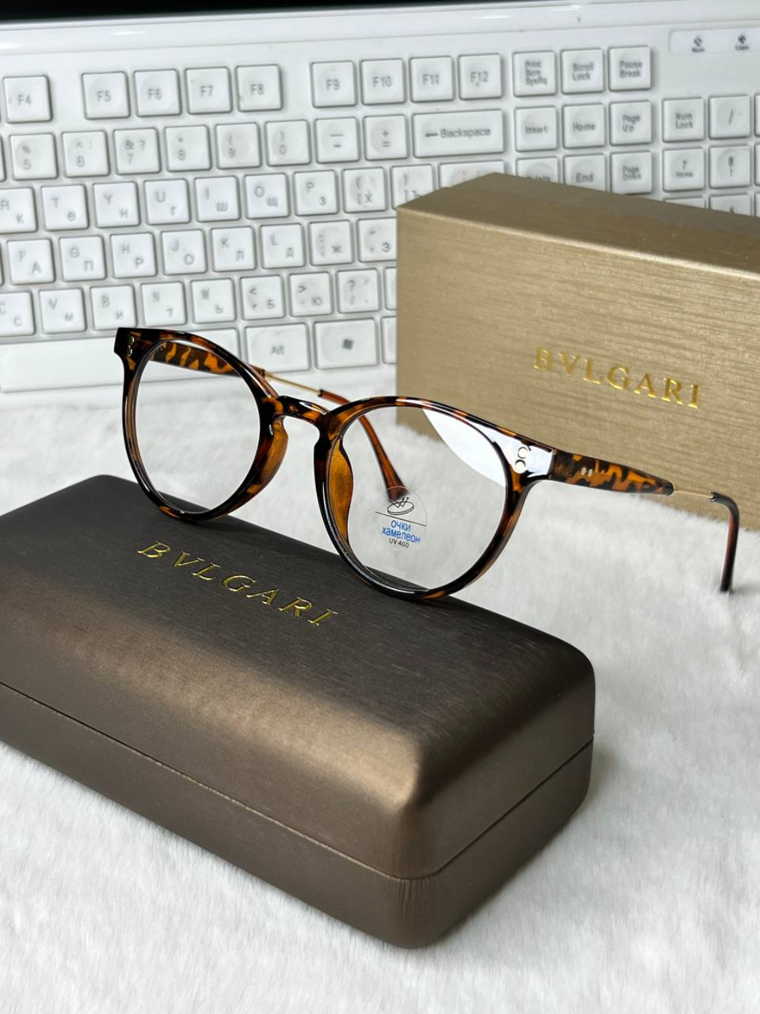 Солнцезащитные очки BVLGARI, прозрачный/коричневый — фото 1