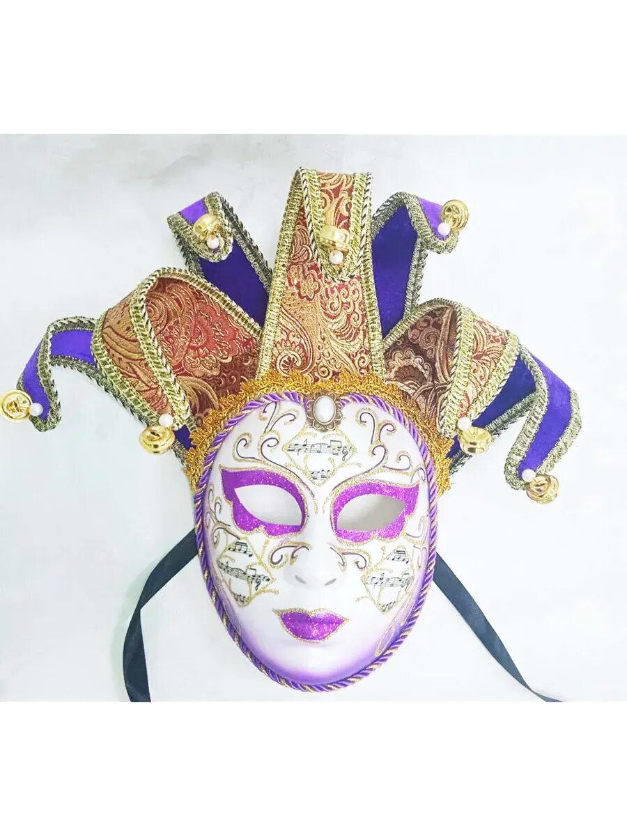 Карнавальная маска Сфера "Венецианская", фиолетовая, на завязках, пластик/текстиль