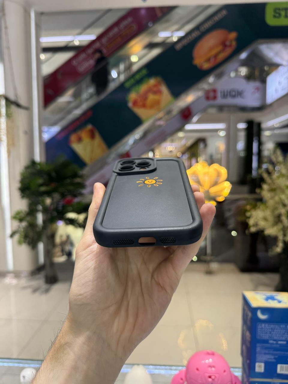 Чехол с принтом "Луна и солнце", для iPhone 15 Pro , парный , черный — фото 1