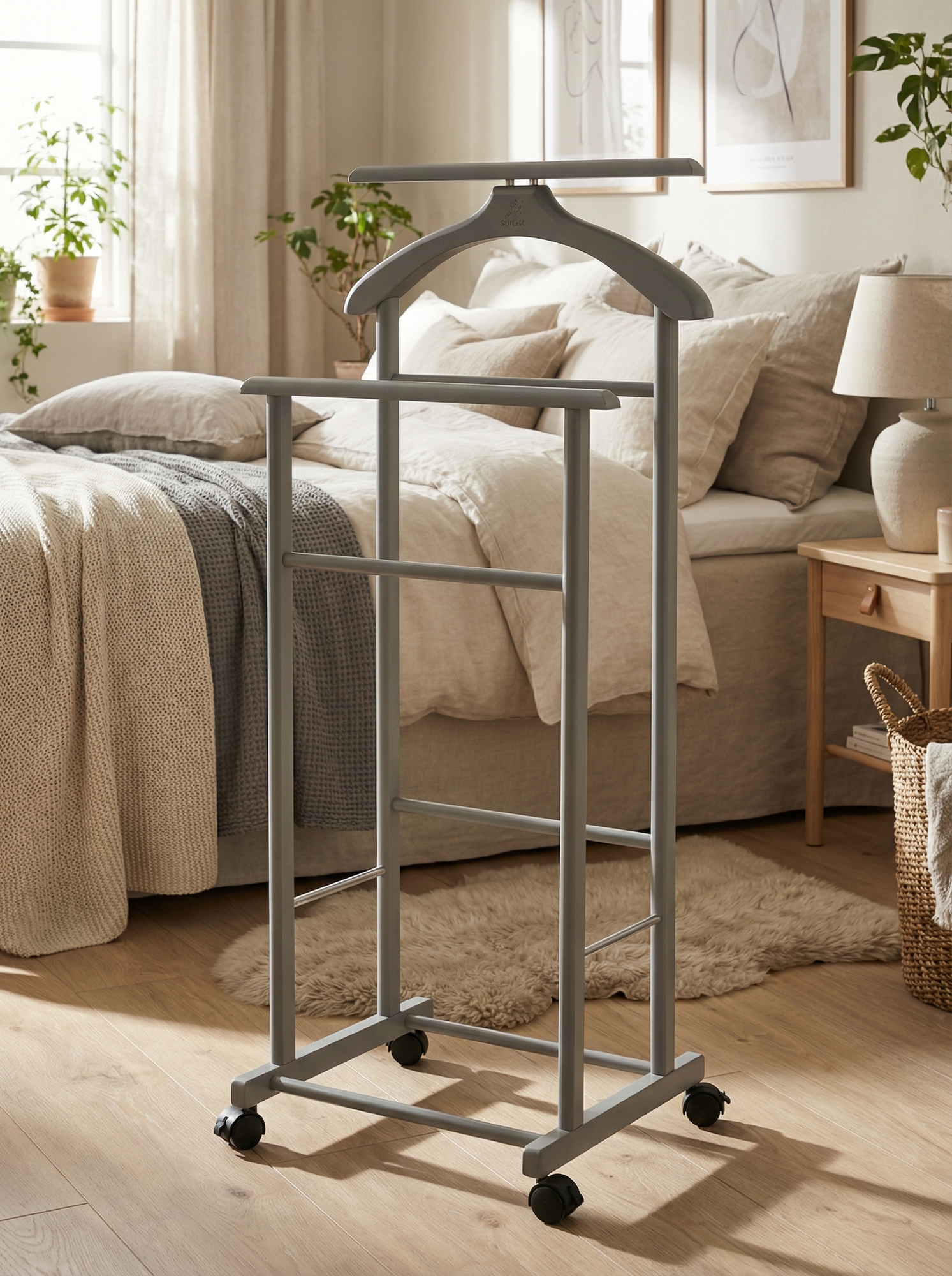 Вешалка костюмная на колесах IFERS для одежды напольная В 22Н цвет серый