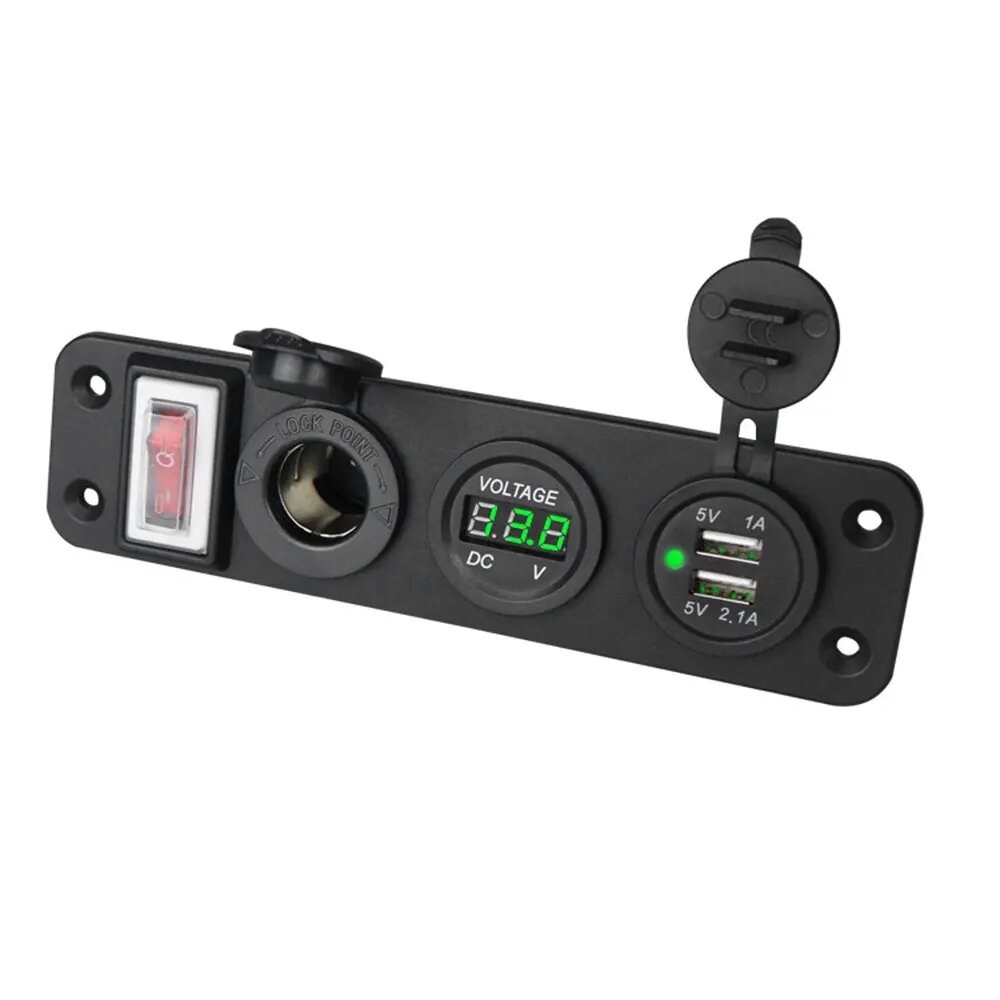 4 в 1, автомобильное зарядное устройство с двумя USB-портами, 12 В