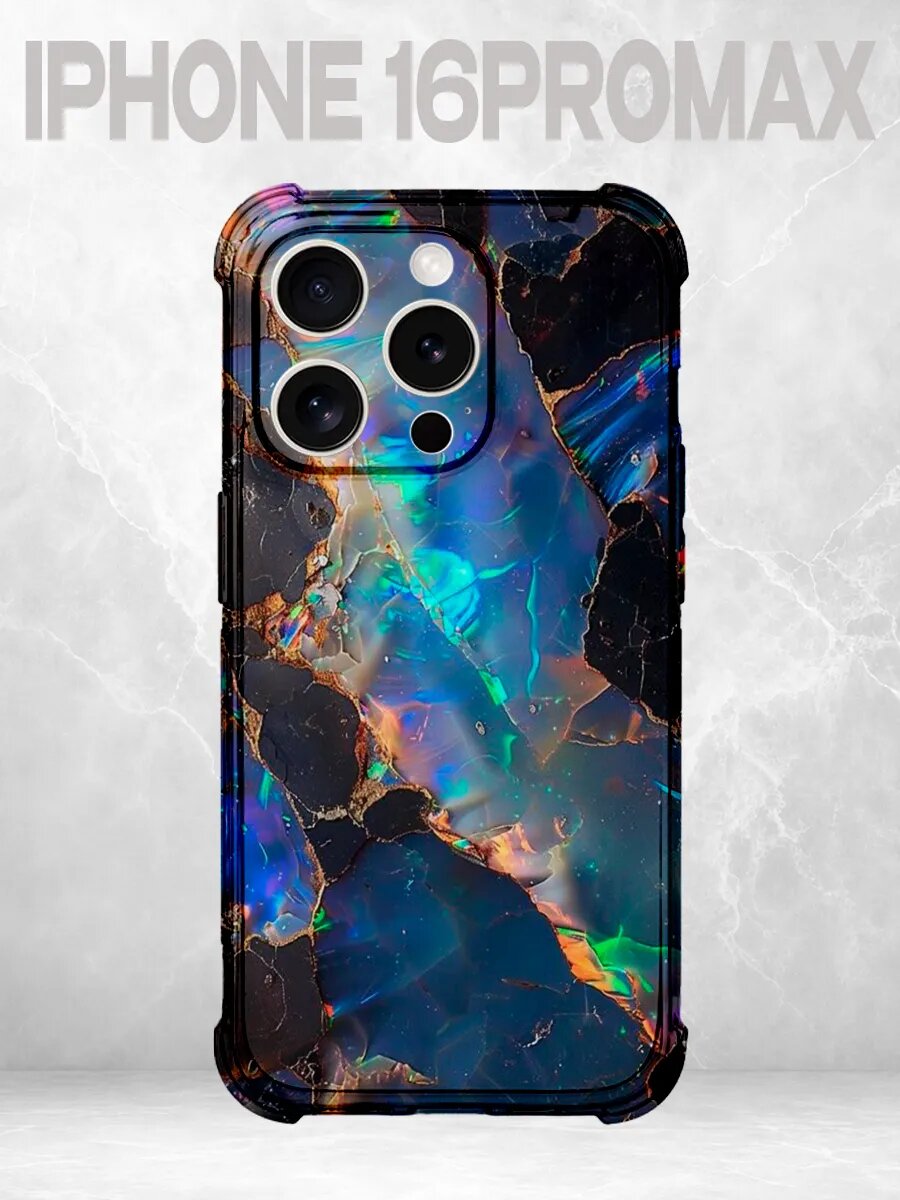 Чехол на iPhone 16 Pro Max опал камень синий