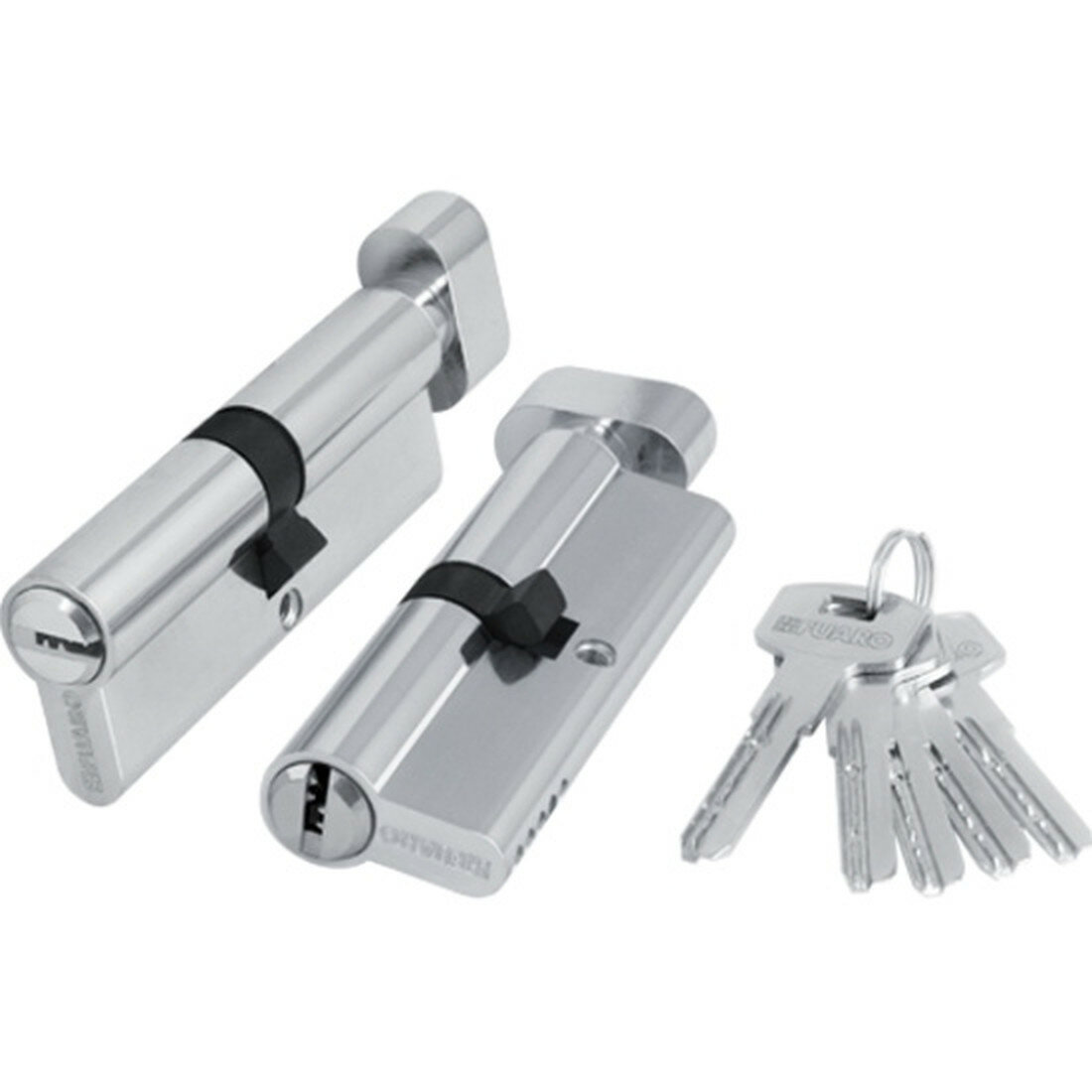Цилиндровый механизм Fuaro (200 ZM) 2000 ZM Knob 80 (30+10+40) CP хром 5Key с вертушкой