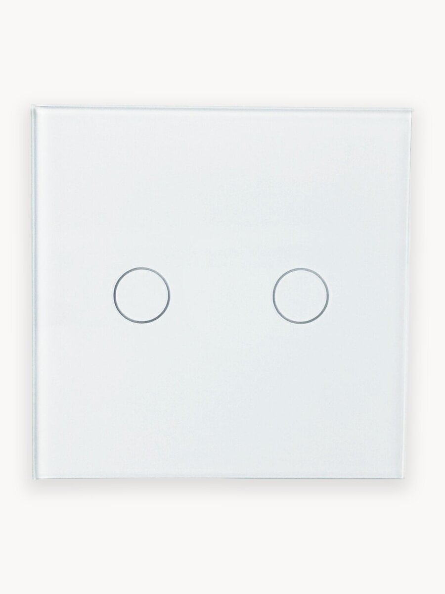 Повторитель сенсорный умного выключателя RF 433 Mhz стеклянный на батарейках двухклавишный, белый