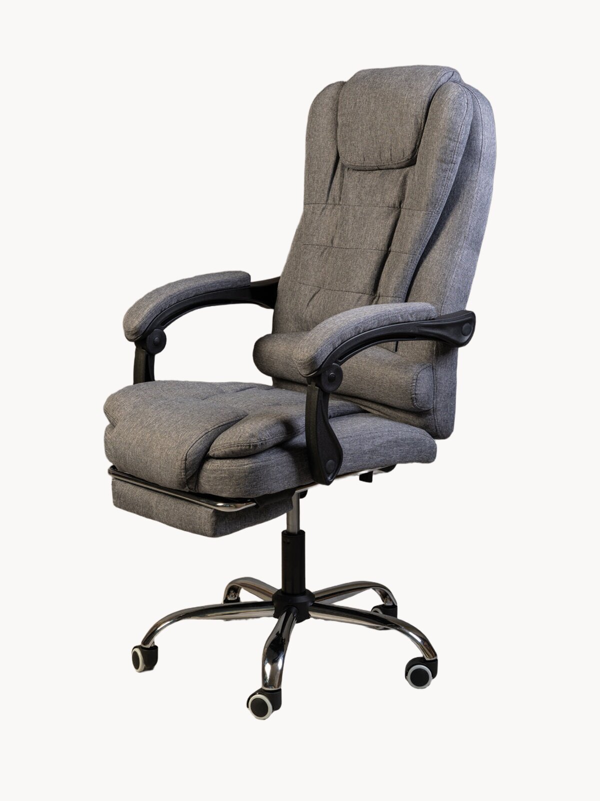 Компьютерное кресло с функцией массажа для дома и офиса, с подставкой для ног, из ткани, цвет светло-серый