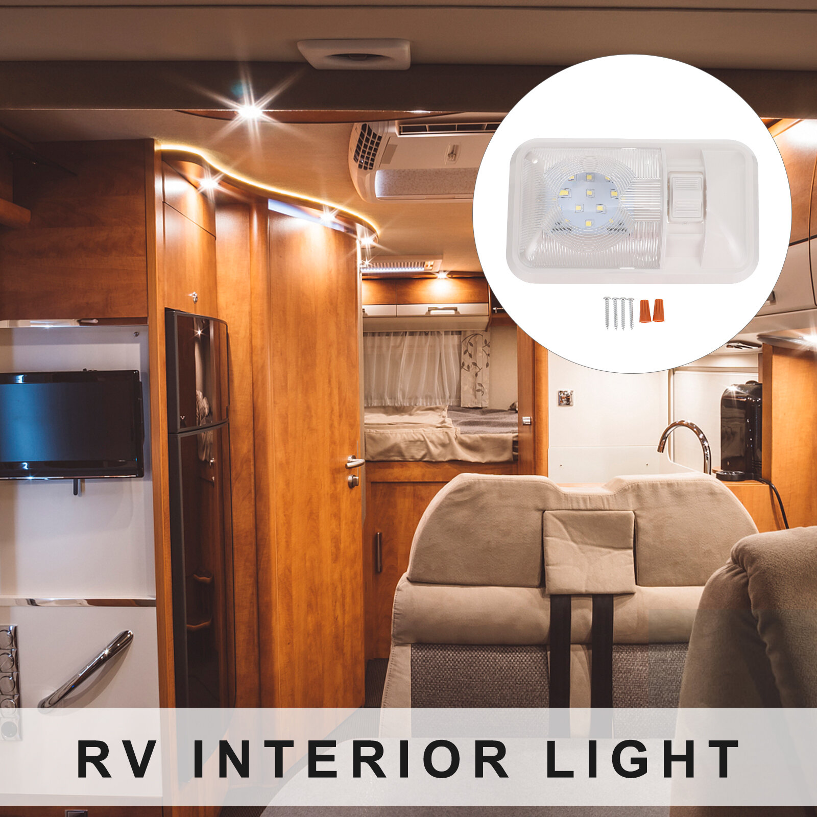LED Люстра Накладная 12V Белый Цвет Прочный Интерьерный Свет Для Автодома Размер 21X13X3CM
