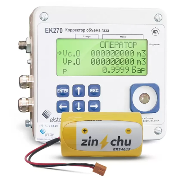 Батарейка ZINCHU , тип ER34615, для корректора ЕК270/ЕК260, длина вывода 20 см.