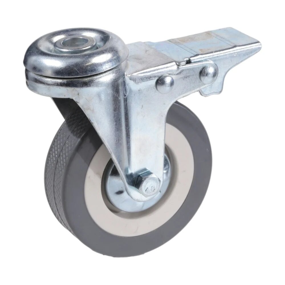 Колесо Brante поворотное 75 мм. под штырь с тормозом серая резина 33075DB 107237