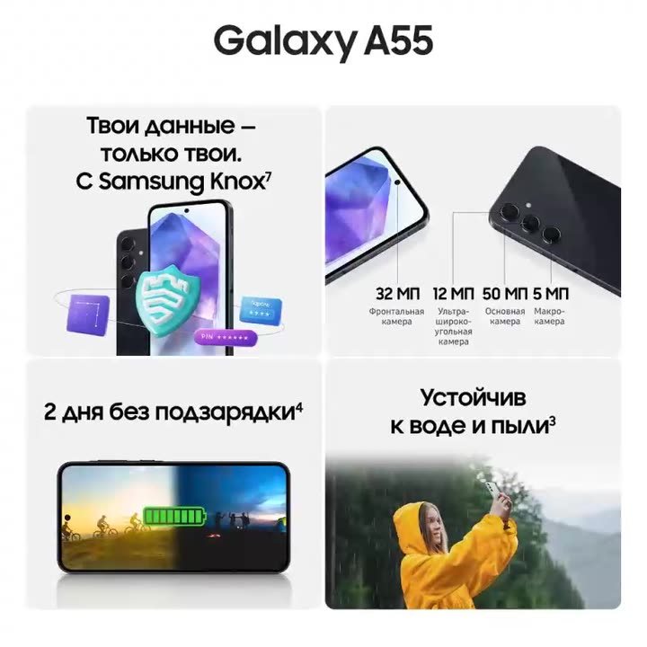 Смартфон Samsung Galaxy A55 5G SM-A556EZKACAU 8+128 Gb темно-синий — фото 1