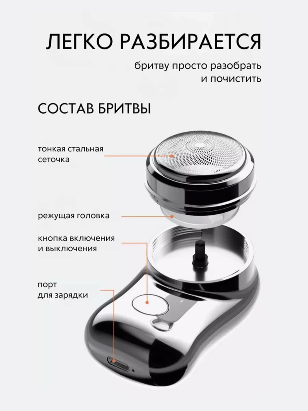 Электрическая мини бритва-триммер, портативная SHOVERMACHINE — фото 1